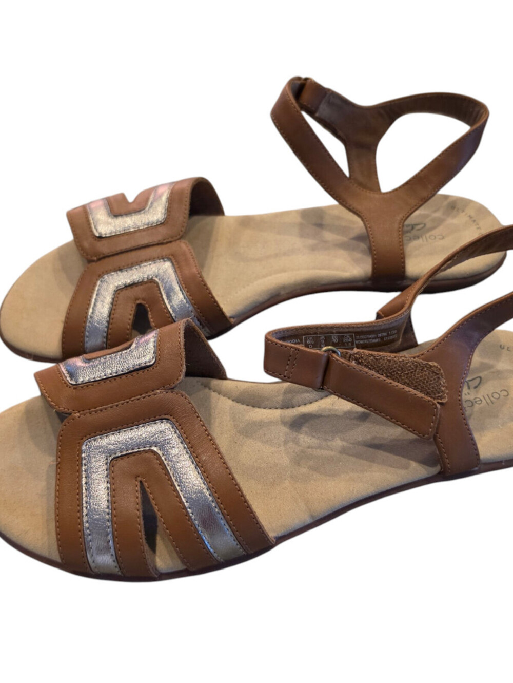 CLARKS COLLECTION ADA MIST Slingback Flats Sandals Tan gold Womens Sz 9